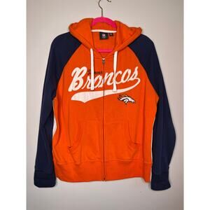 NFL Team Apparel Denver Broncos Sports Orange Navy Spellout Hooded Jacket 2X